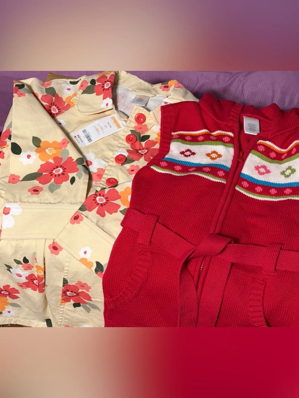 Girls M 7/8 Bundle Lot 7pc NWT Jacket Skirt Red Vest Gymboree Jeans Old Navy Lei